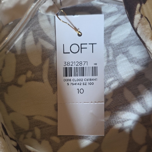 LOFT White and Brown Puff Sleeve Maxi Dress - Picture 2 of 6